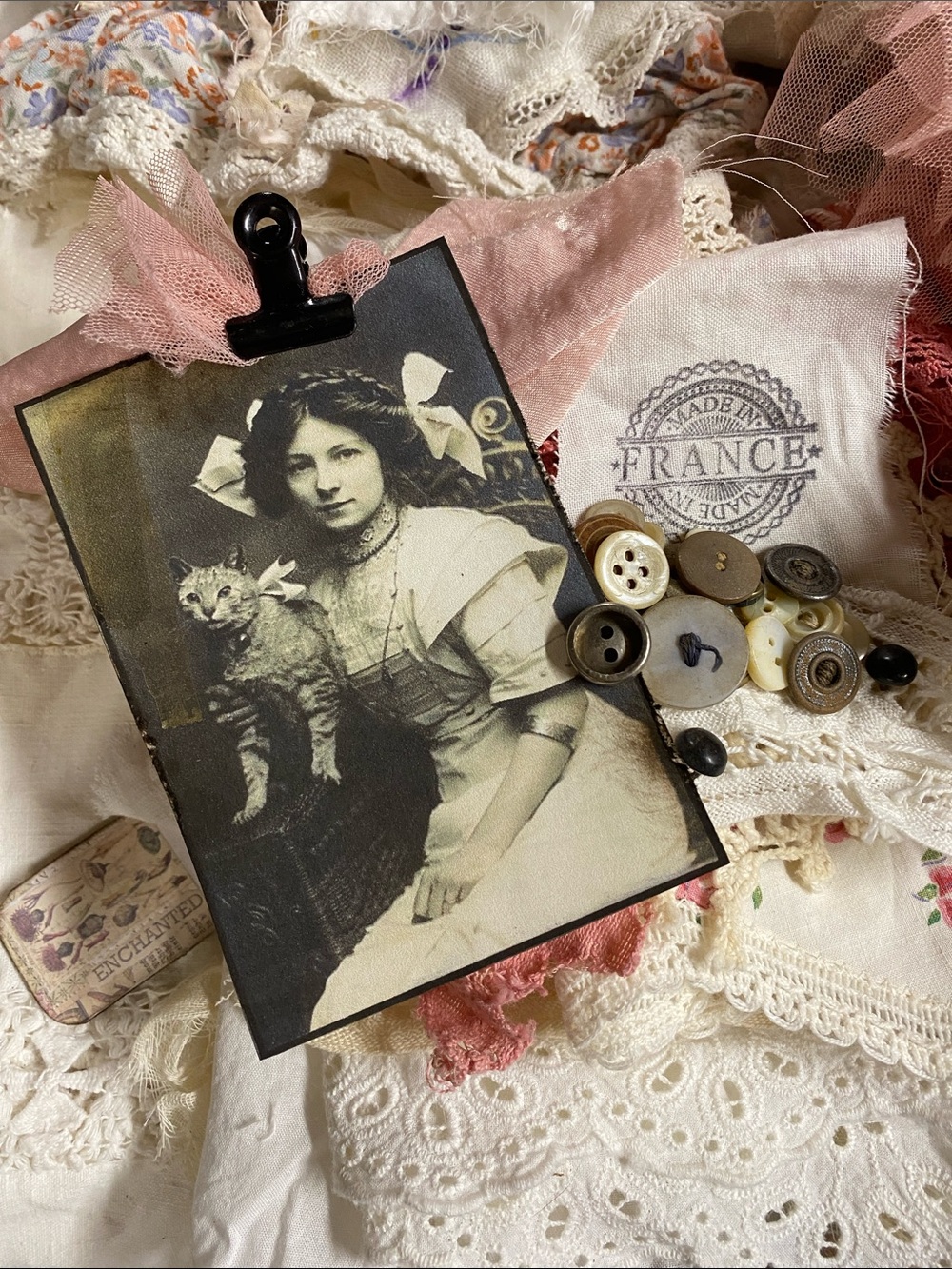 Vintage Fabrics & Laces with Vintage Photo